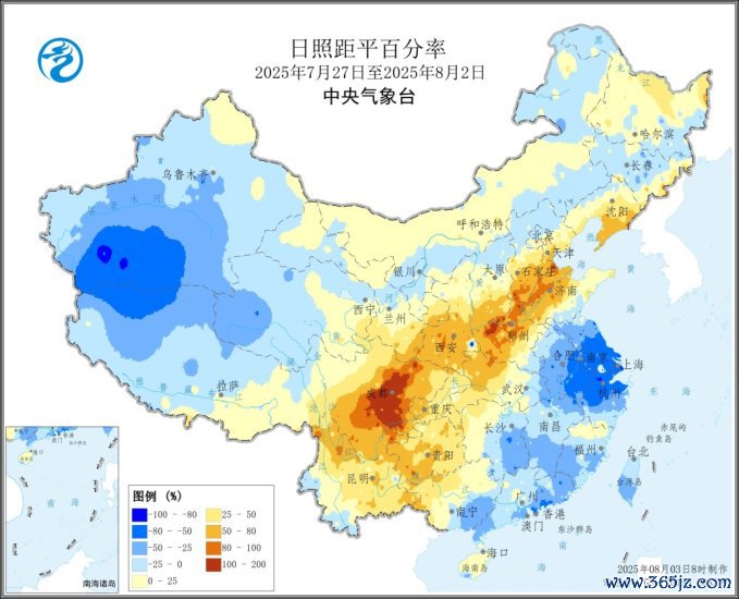 图3 寰宇日照距平百分率